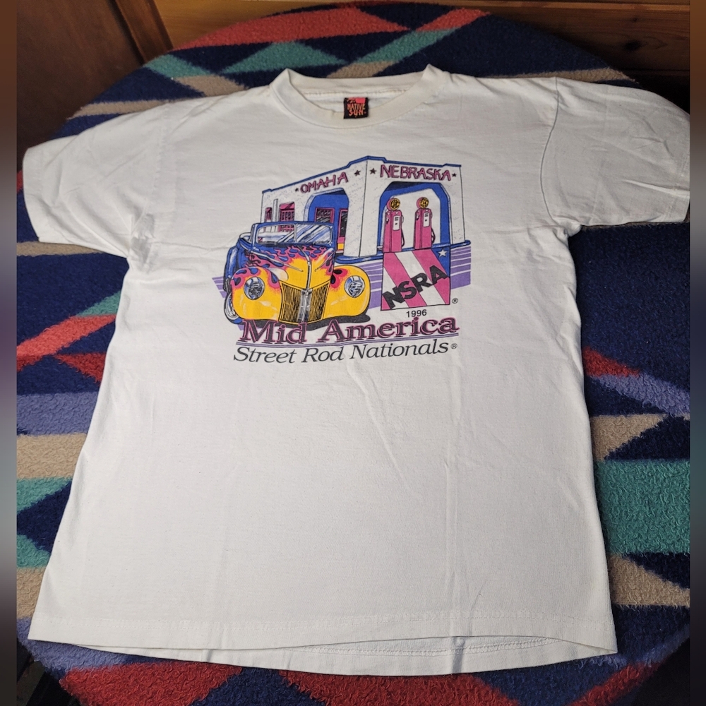 Vintage 1996 NSRA T Shirt Mens Large Minnesota Street Rod Nationals Native Sun